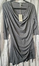 Bench Grey Marl Jersey Mini Dress Tunic Top Ruched Layered Plus Size XL Stretch