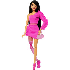 Barbie Deluxe Style Pink Outfit Doll with Glittery Prosthetic Leg New