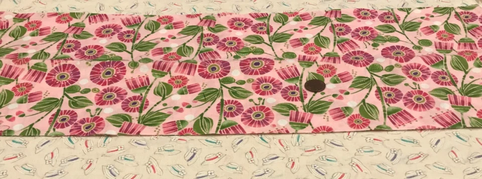 Flowers*Leaves*Stems * Pink*Green*White* Moda * 100% Cotton Remnant * 8" x 22" * - Image 2 of 4