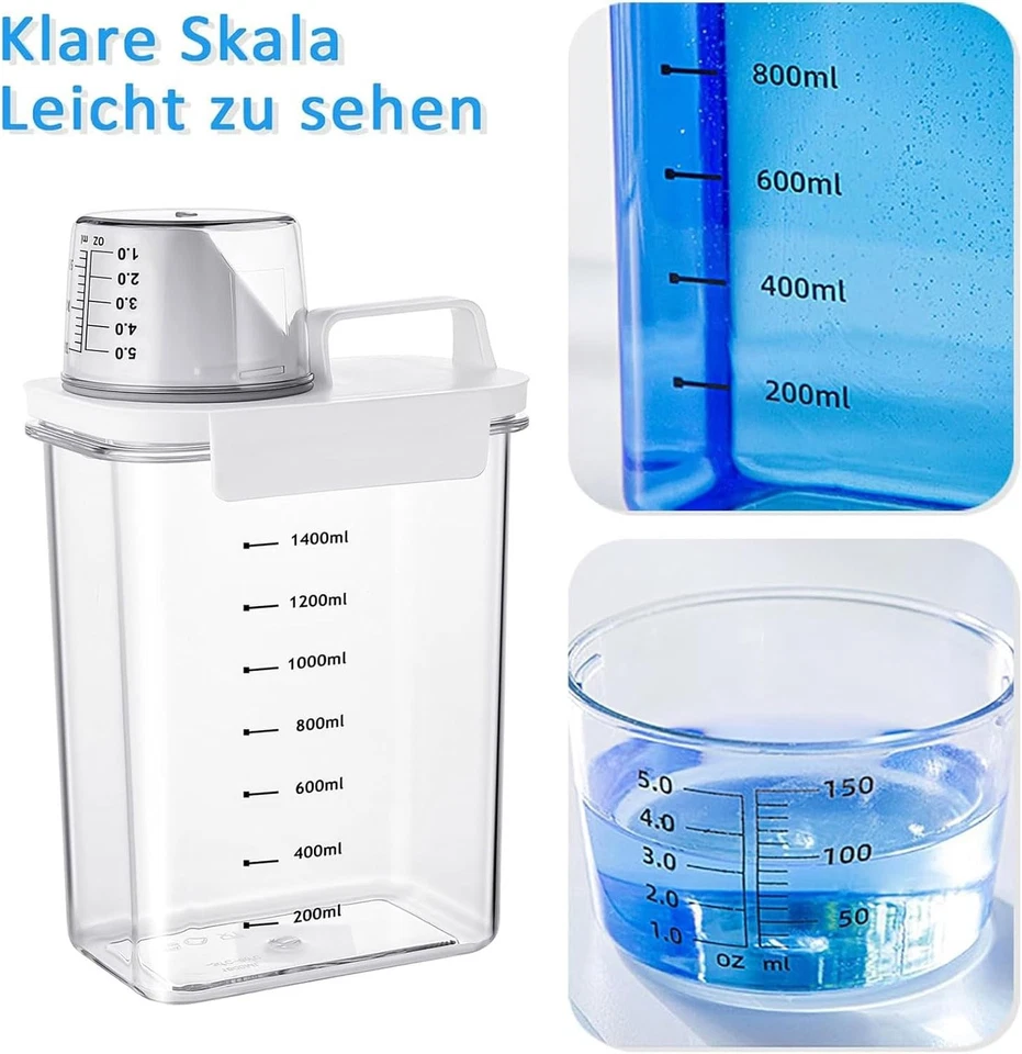 2X Waschpulverbehälter mit Deckel Waschpulver Aufbewahrungsbox Waschmittelbox - Bild 4 von 4