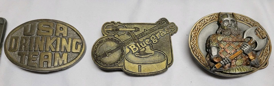 32 Vintage Belt Buckles Lot Mixed Brass Steel Aluminum Metal - Image 3 of 4