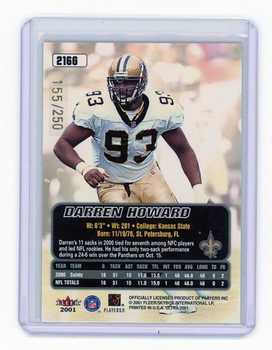 2001 Ultra Darren Howard Gold Medallion #/250 New Orleans Saints - Bild 2 von 2