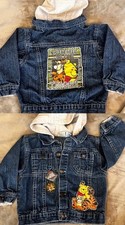 Vintage 24m Disney Winnie the Pooh Double Sided Patch Jean Denim Jacket Coat