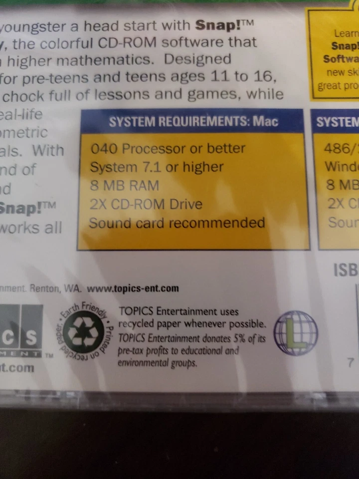 Snap! Geometry CD-Rom Windows 3.1 Mac 7.1 OS Ages 11-16 BRAND NEW Funky Formats - Image 3 of 4