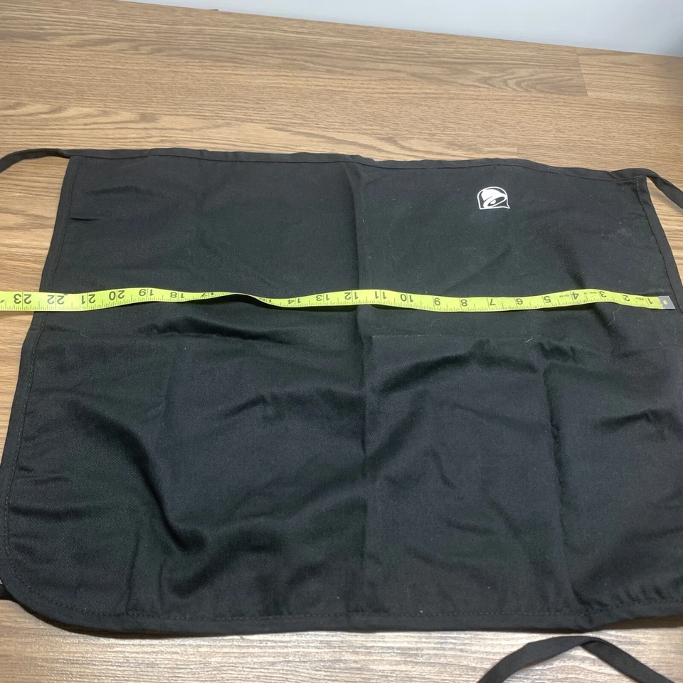 TACO BELL CREW UNIFORM BLACK COTTON TWILL TIE BACK WAIST APRON UNISEX - Image 3 of 4