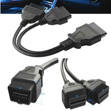 OBD2 OBDII 16 Pin Splitter Diagnostic Tool Adapter Male To Dual Female Y Cable