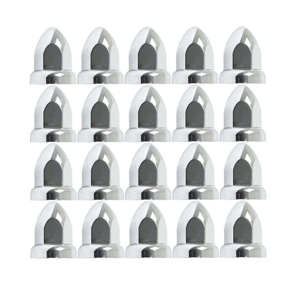 33mm Chrome Lug Nut Covers Semi Truck Push On Bullet Style ABS Plastic