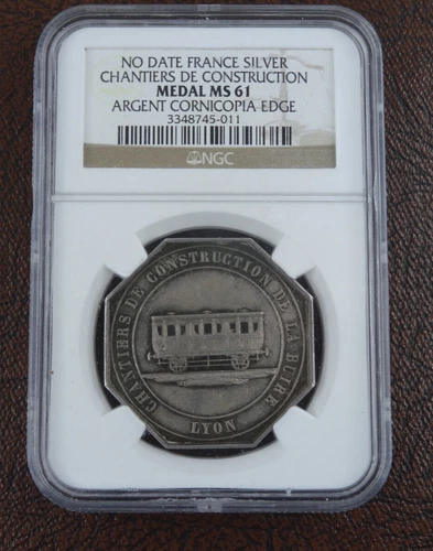 France Silver Chantiers De Construction De La Buire Medal NGC MS 61 Train Car