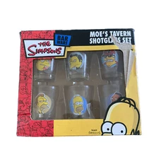 The Simpsons Moe's Tavern 6 Shot Glass Set- Homer/Moe/Duffman/Barney/Carl/Lenny