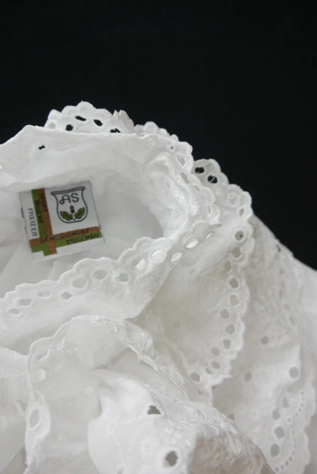 Gr.48 Trachtenbluse weiß Bluse für Dirndl AS Baumwolle mit Spitze TB10146 - Bild 4 von 4