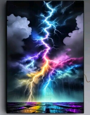 1pc Landscape Theme DIY Diamond Painting Kit, Colorful Lightning Pattern 30x40cm