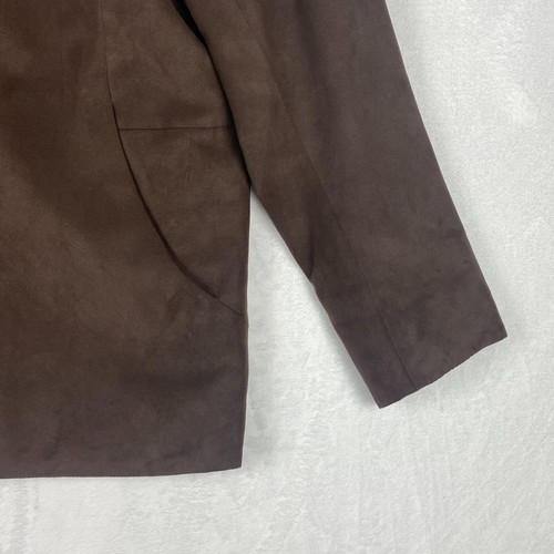 London Fog Jacket Womens Medium Petite Brown All Weather Suede Pockets Full Zip - Picture 5 of 16