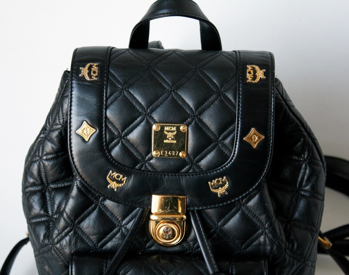MCM Quilt Black Leather Backpack Vintage | eBay display picture 1