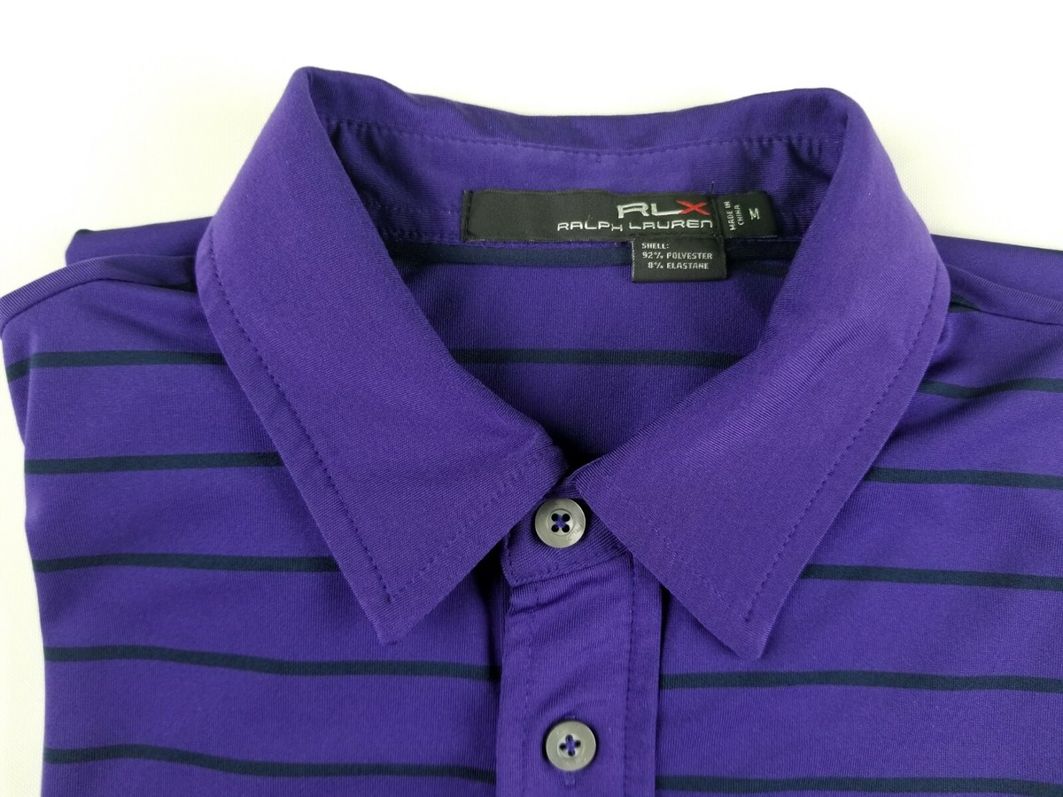 RLX Ralph Lauren Men`s Polo Shirt Striped Purple S/S Striped Size