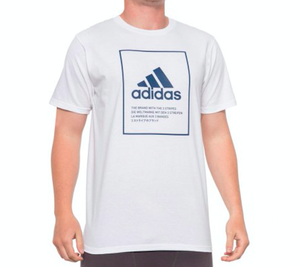 adidas Men's T-Shirt Badge of Sport Box Emblem Graphic Men's Tee Shirt  White | eBay