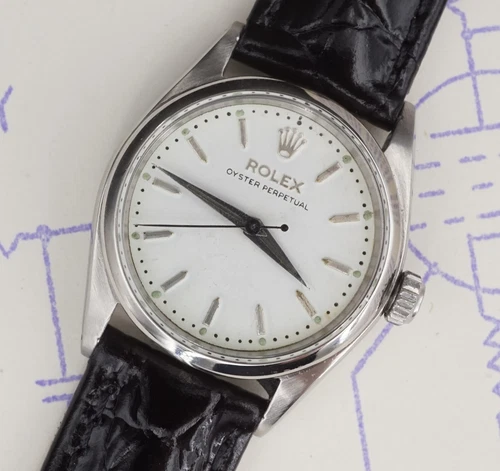 1959 Rolex Oyster Perpetual Watch Leather Strap 31mm Automatic 6548 W1145