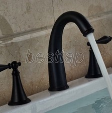 Black Oil Rubbed Brass Widespread 3 Holes Bathroom Sink Faucet Mixer Tap snf011