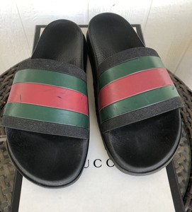 black red and green gucci slides