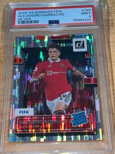 RARE ALEJANDRO GARNACHO /349 SILVER RATED ROOKIE CARD PSA 9 2022-23 DONRUSS FIFA