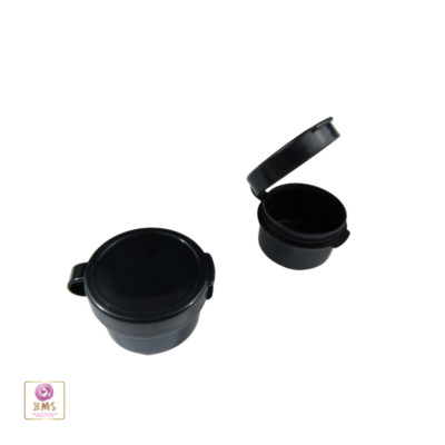  Cosmetic Hinged Jars 5 Gram Empty Plastic Beauty Containers Pot Black (50) 5092
