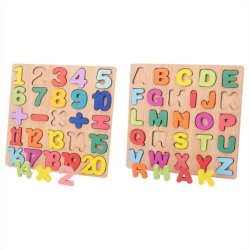Numbers Kids Toys Wood Building Toy Alphabet Blocks Educational Learning Puzzle - Afbeelding 1 van 13