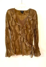 NY Collection Women's Dressy 2-Piece Long Sleeve Embroidered Blouse / XL