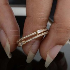 Split Shank Ring Solid 14K Yellow Gold Genuine Baguette Diamond Handmade Jewelry