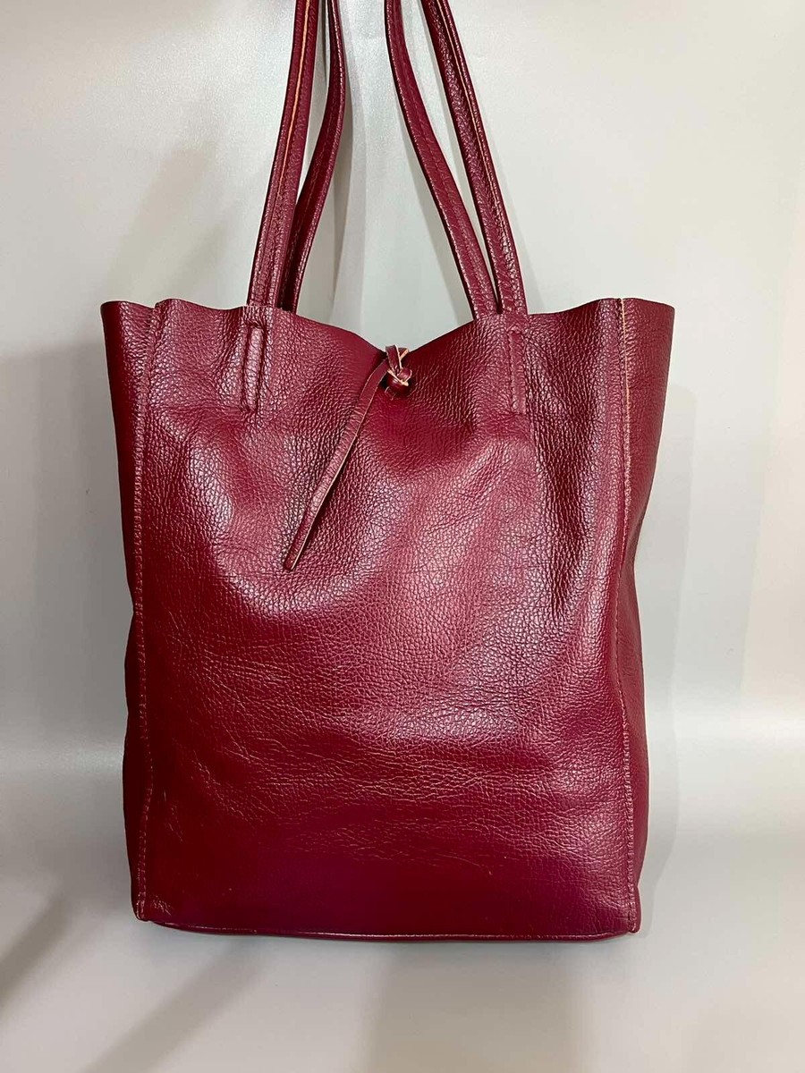 BORSE IN PELLE leather women's shopper bag, 26x37x13