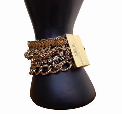 GUESS Multi Chain Wide Gold Chunky Bracelet Multi-strand - Main Image