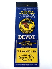 Vintage Matchbook: Devoe & Raynolds Paint, W.E. Golding & Son, Quogue, NY