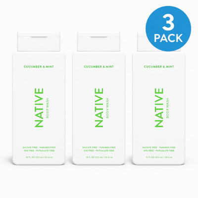 Native Body Wash Cucumber & Mint 3 Pack   11.5 oz   Paraben Free   New