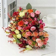 Artificial Flowers Bunch Fake Floral Bouquet Silk Party Home Decor Grave Wedding