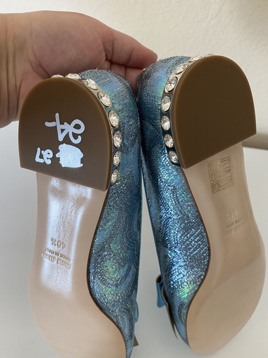 MIU MIU ballet flats shoes crystal studded heels 40.5 | eBay MIU MIU ballet flats shoes crystal studded heels 40.5 | eBay