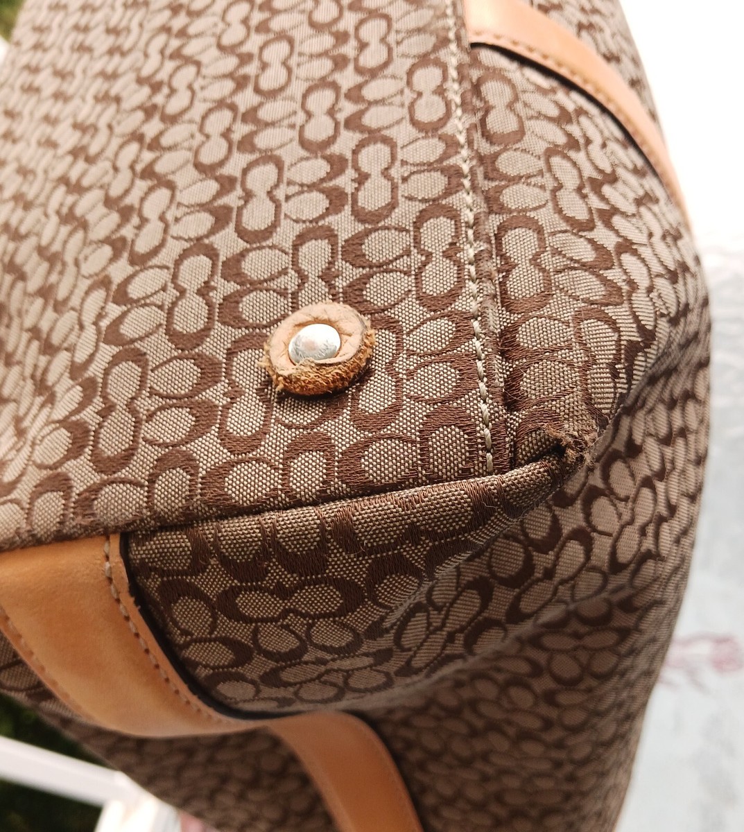 coach ♡ Coach F77014 Vintage Large Signature C Canvas w/Vachetta