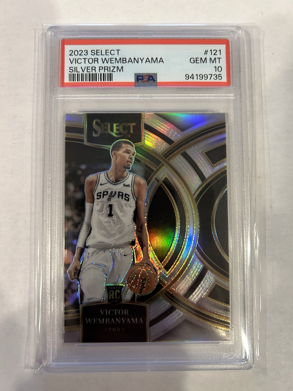 2023-24 Select Victor Wembanyama RC Silver Prizm Premier #121 Spurs PSA 10