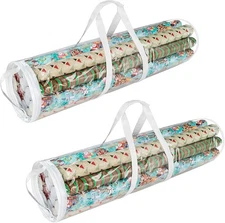 Wrapping Paper Storage - Set of 2 Organizers for 50 Rolls of Gift Wrap - Clear T