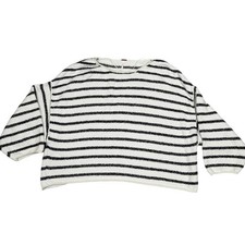 Free People Bardot Oversized Cropped Sweater Stripes Womens Size M Slouchy Knit