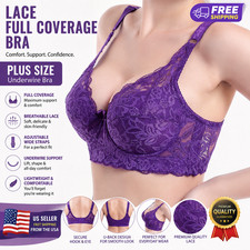 Lace Bra Women Full Cup Adjustable Thin Plus Size Soft Large B C D Cups