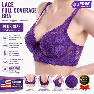 Lace Bra Women Full Cup Adjustable Thin Plus Size Soft Large B C D Cups