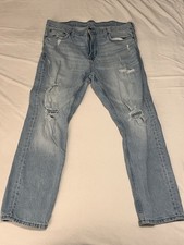 Old Navy Slim Built-In Flex Distressed Jeans Men s 38x30 Light Wash Denim