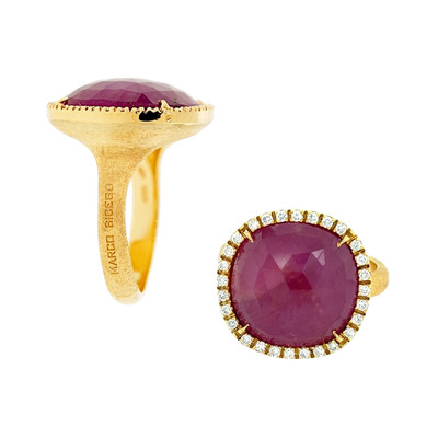 Marco Bicego Jaipur Color 18K Gold Pink Sapphire Diamond Ring Size 6.75