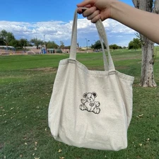 Teddy Bear Handmade Canvas Tote Bag - Shopping Grocery Reusable Bag - Boho Chic