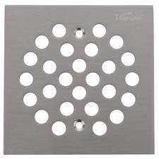 Square 4-1/4 4.25 inch Screw-in Shower Floor Drain Grate Strainer Brushed N...
