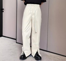 Men's Autumn Fashion Casual Loose Faux Leather Trousers Party Punk Rock Pants