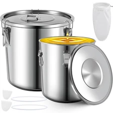 2 Pcs Fryer Grease Bucket 6 Gal 8 Gal Oil Disposal Caddy Steel Fryer Oil Buck...