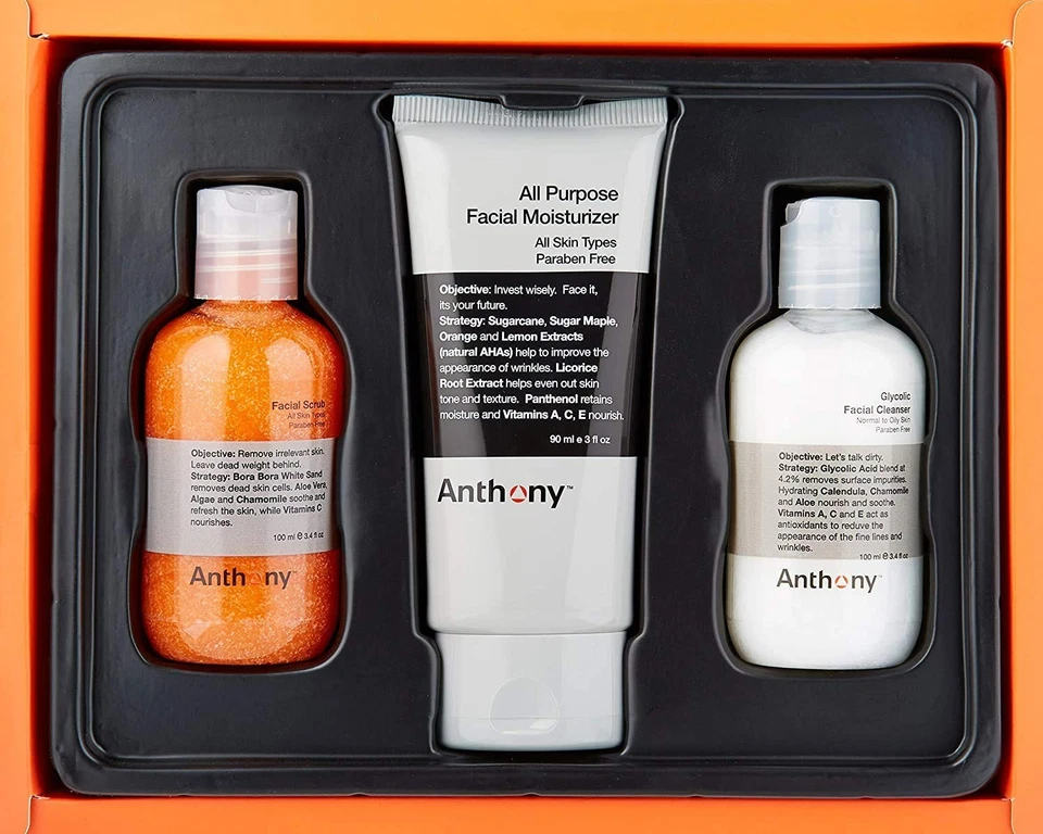 Kit Anthony Face It & Go, incluindo limpador facial glicólico, hidratante, esfoliante facial - Imagem 3 de 4