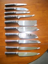 10 PIECE MATCHING DAMASCUS SUSHI & CHEF KNIVE...