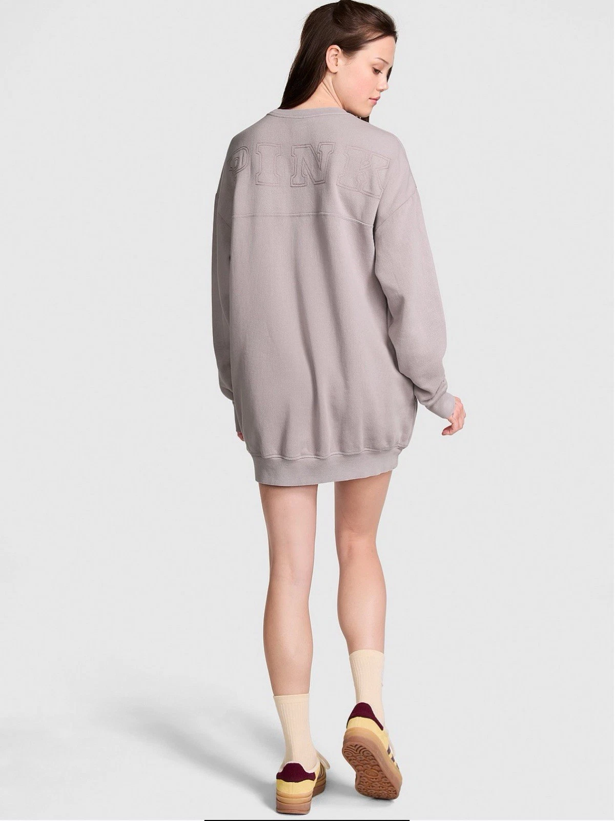 UNDERCOVER Abito felpa oversize Victoria’s Secret rosa viola cenere edera pile taglia S