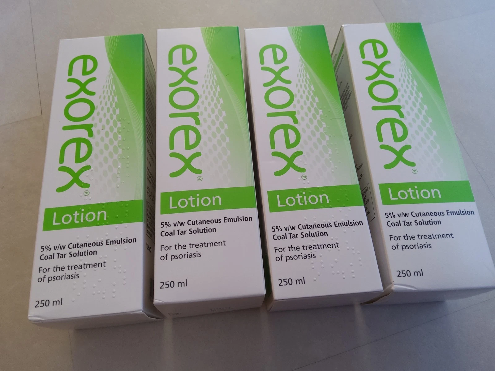 EXOREX LOTION TREATMENT OF PSORIASIS 250ML ( 4 BOXES ) EXP 30 - 04 - 2027.)