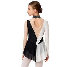 Girls Dancewear Practice Dress Modern Skirted Ballet Sparkly Costume Mock Neck